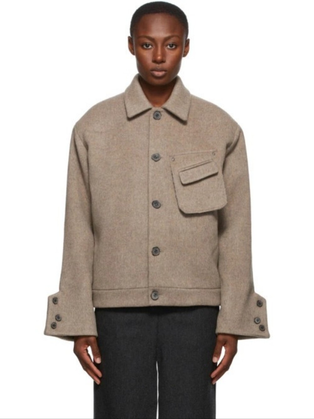 ADER ERROR Women's Menard Taupe Brushed Wool Blend Jacket M.